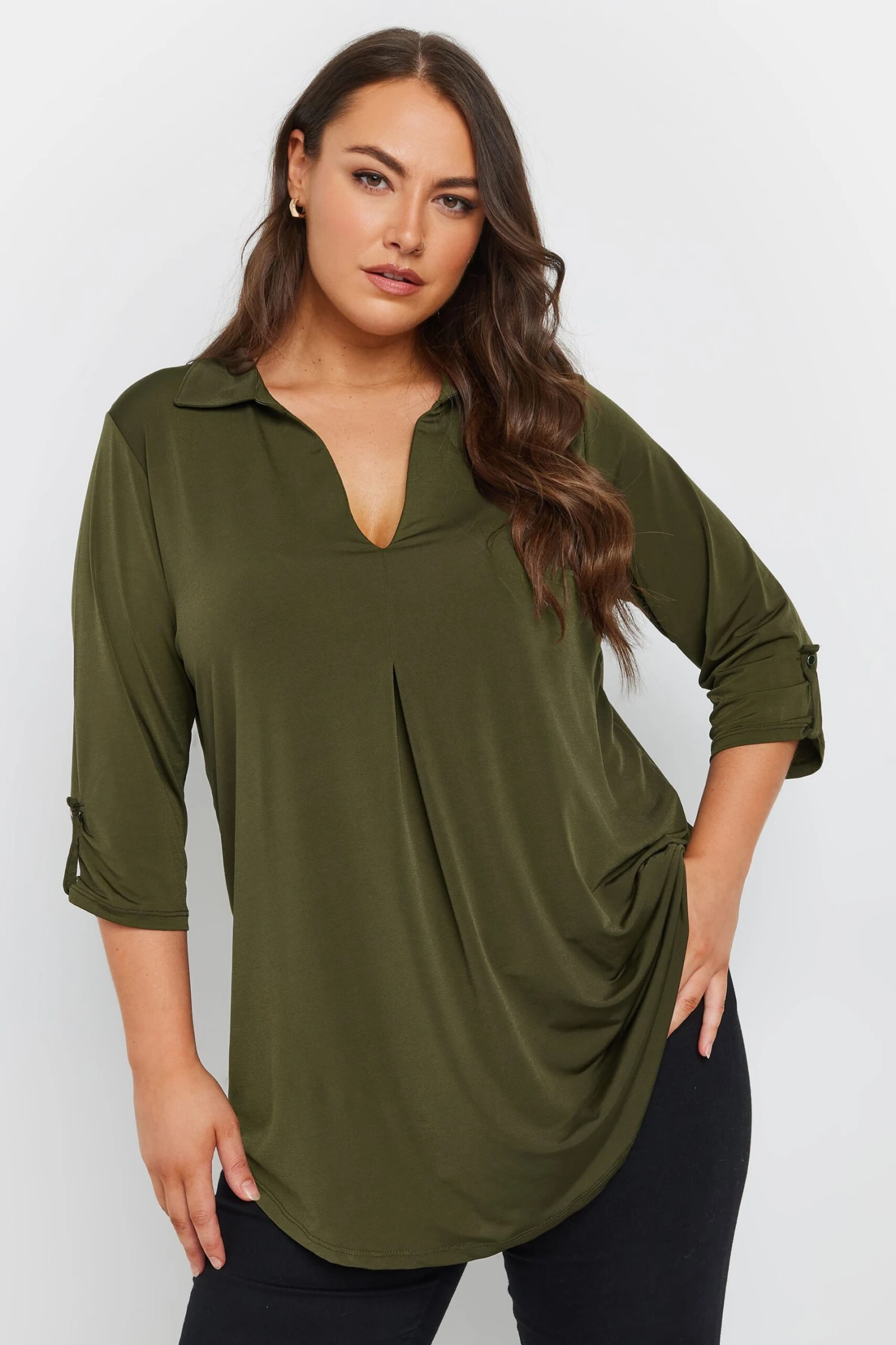 YOURS - Top Vert Kaki Plissé Volanté En Jersey 3 YOURS - Top Vert Kaki Plissé Volanté En Jersey