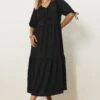 YOURS Curve Robe Longue Noire à Nœud Papillon YOURS Curve -Evans Boutique 8c763cd1 df5d 4d 270223 C