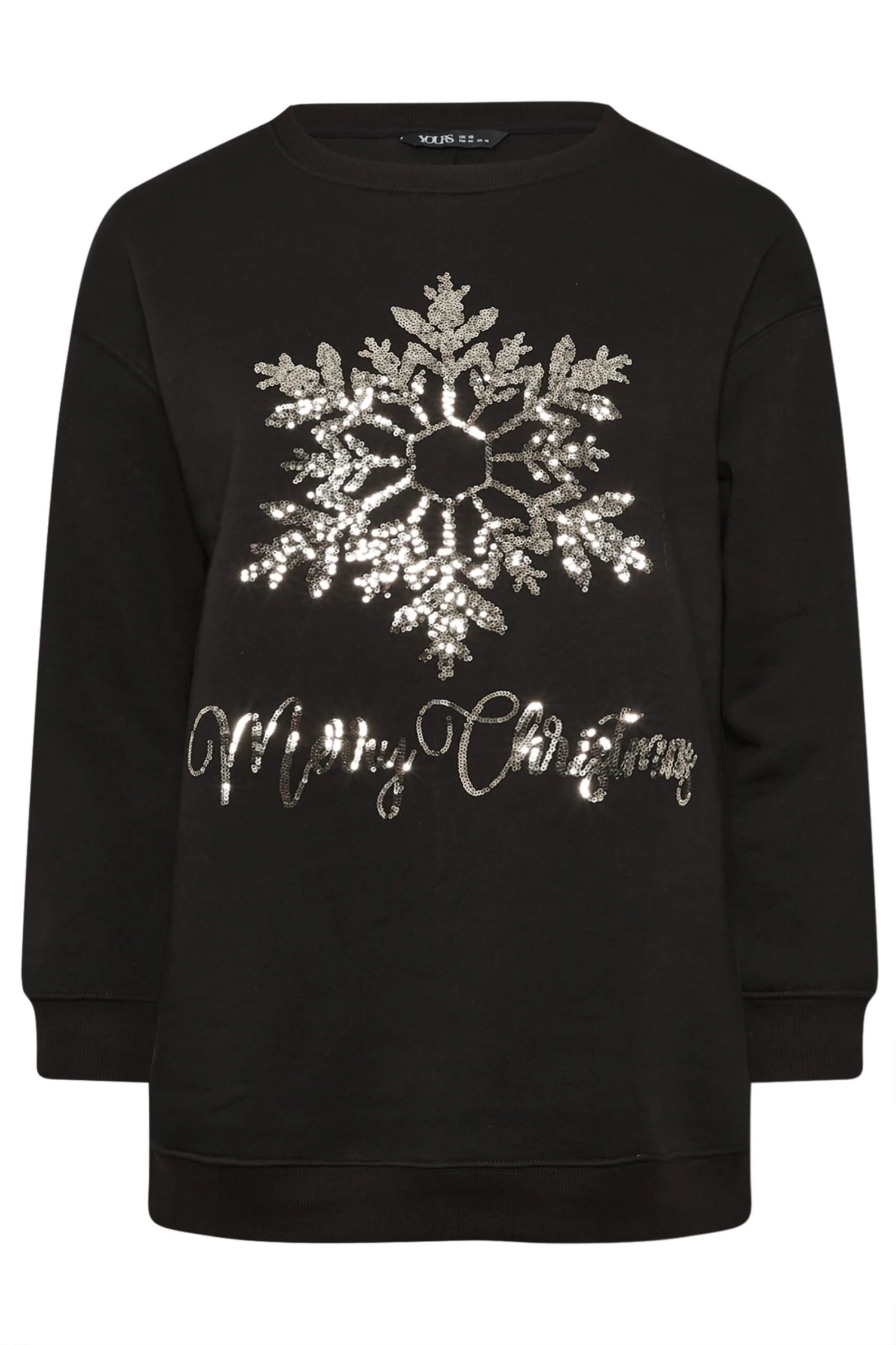 YOURS - Sweatshirt Noir Empiècement Sequins 'Merry Christmas' 7 YOURS - Sweatshirt Noir Empiècement Sequins 'Merry Christmas' – Image 5