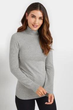 LTS Tall Grey Long Sleeve Roll Neck Jumper 8 LTS Tall Grey Long Sleeve Roll Neck Jumper -Evans Boutique 8cef54f8 a322 4d 353787 B