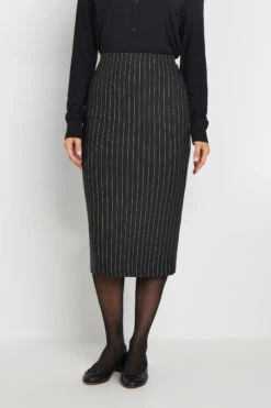 LTS Tall Black Pinstripe Midaxi Skirt