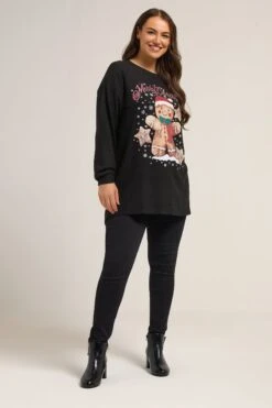 YOURS Curve Pull De Noël Fantaisie Bonhomme En Pain D'épices Noir -Evans Boutique 8d6ef99e 645e 4c 285081 B