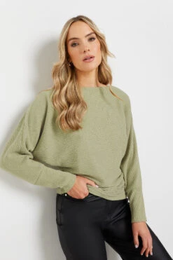 LTS Tall Sage Green Soft Touch Batwing Top