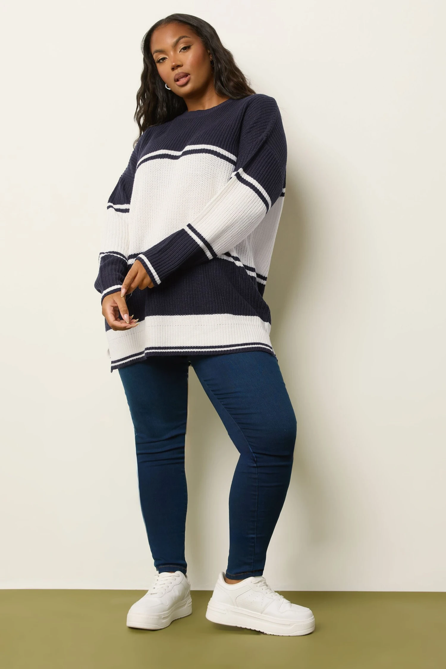 YOURS - Pull En Maille à Rayures Bleu Marine 5 YOURS - Pull En Maille à Rayures Bleu Marine – Image 3