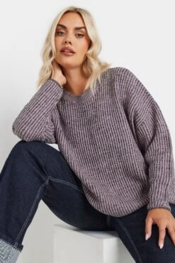 YOURS - Pull Rose En Maille Design Nervuré