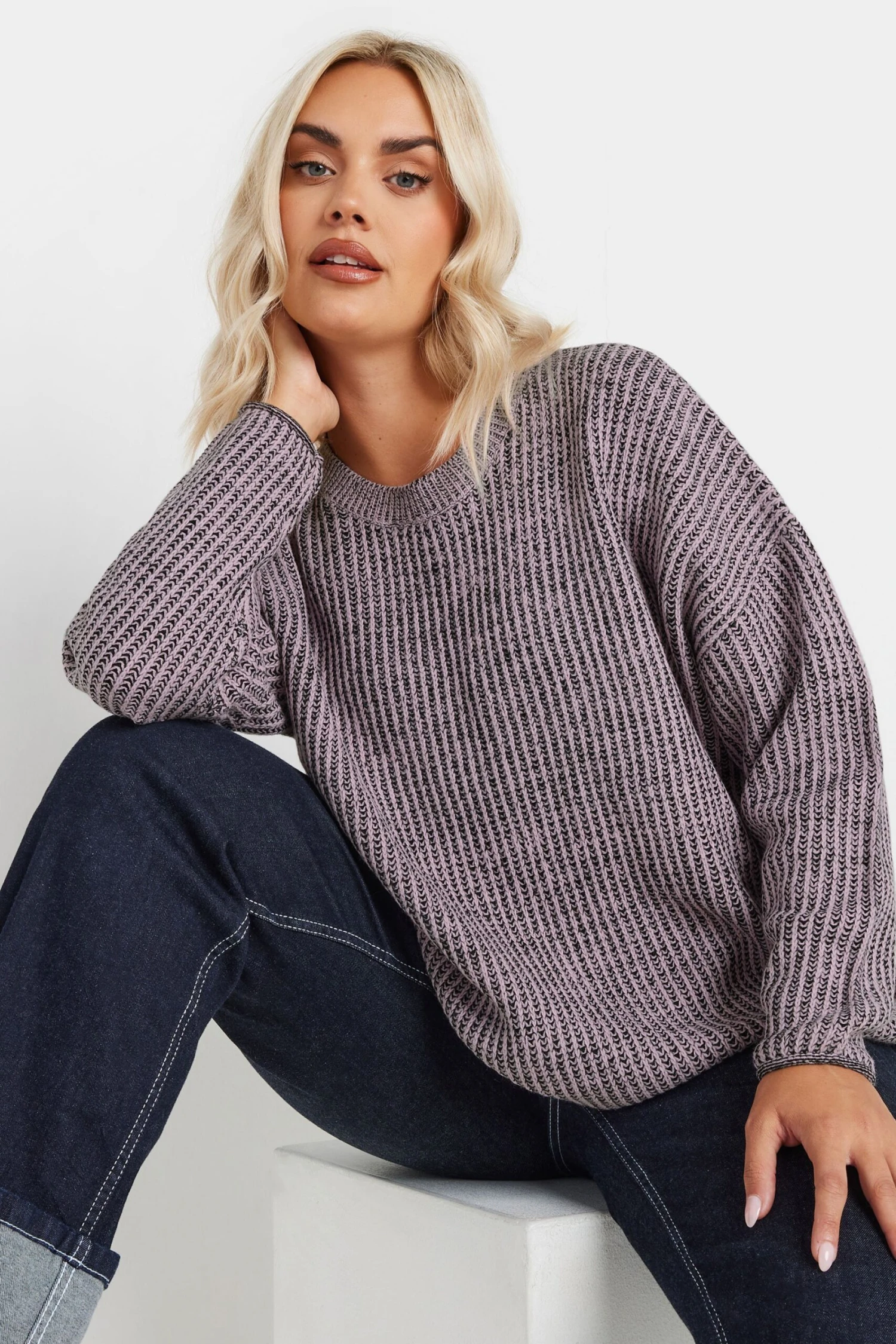 YOURS - Pull Rose En Maille Design Nervuré 3 YOURS - Pull Rose En Maille Design Nervuré