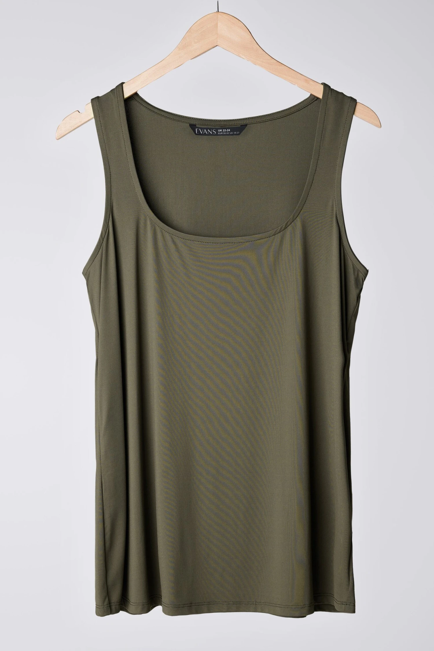 EVANS Curve Khaki Green Square Neck Vest Top 8 EVANS Curve Khaki Green Square Neck Vest Top – Image 6
