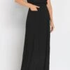 LTS Tall Black Fit & Flare Stretch Maxi Skirt