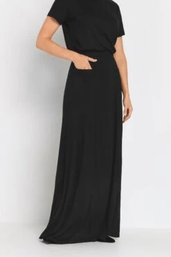 LTS Tall Black Fit & Flare Stretch Maxi Skirt