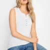 LTS Tall White Cotton Henley Vest Top 1 LTS Tall White Cotton Henley Vest Top -Evans Boutique 8f1004c3 3fc8 4a 352779 A