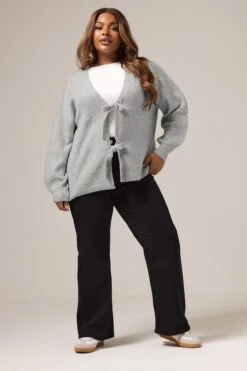 YOURS Curve Cardigan Gris à Nœud Papillon Sur Le Devant -Evans Boutique 9004f9c0 97e6 4a 280704 B