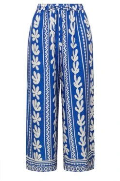 YOURS Curve Pantalon Large à Motif Feuilles Aztèques Bleu Cobalt 11 YOURS Curve Pantalon Large à Motif Feuilles Aztèques Bleu Cobalt -Evans Boutique 9051b231 6f8b 47 310268 X