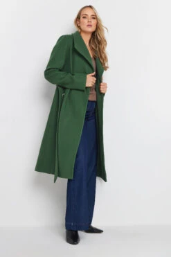 LTS Tall Dark Green Belted Wrap Formal Coat 10 LTS Tall Dark Green Belted Wrap Formal Coat -Evans Boutique 907a3e47 ab03 49 353283 B