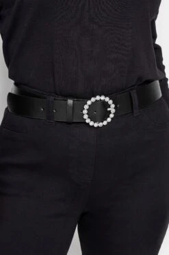 Ceinture à Boucle Circulaire En Diamant Noir