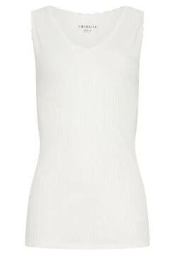LTS Tall White Thermal Vest Top -Evans Boutique 9086f848 8123 44 353986 X