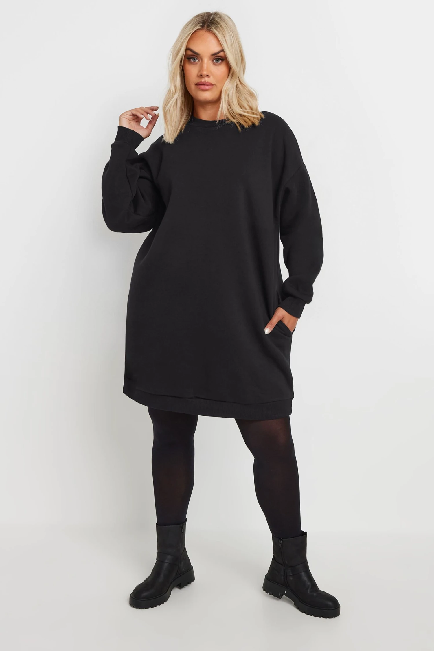 YOURS - Robe-Sweatshirt Noire En Jersey 4 YOURS - Robe-Sweatshirt Noire En Jersey – Image 2