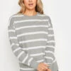 LTS Tall Grey Crew Neck Stripe Sweatshirt -Evans Boutique 911dd37b 62d6 44 353264 A