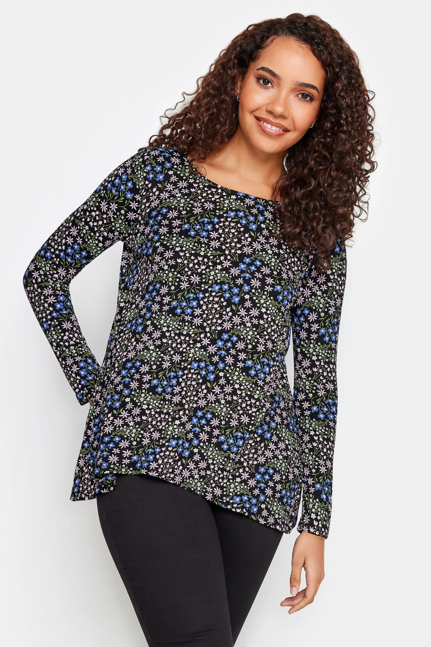 M&Co Black Floral Print Long Sleeve Top 3 M&Co Black Floral Print Long Sleeve Top