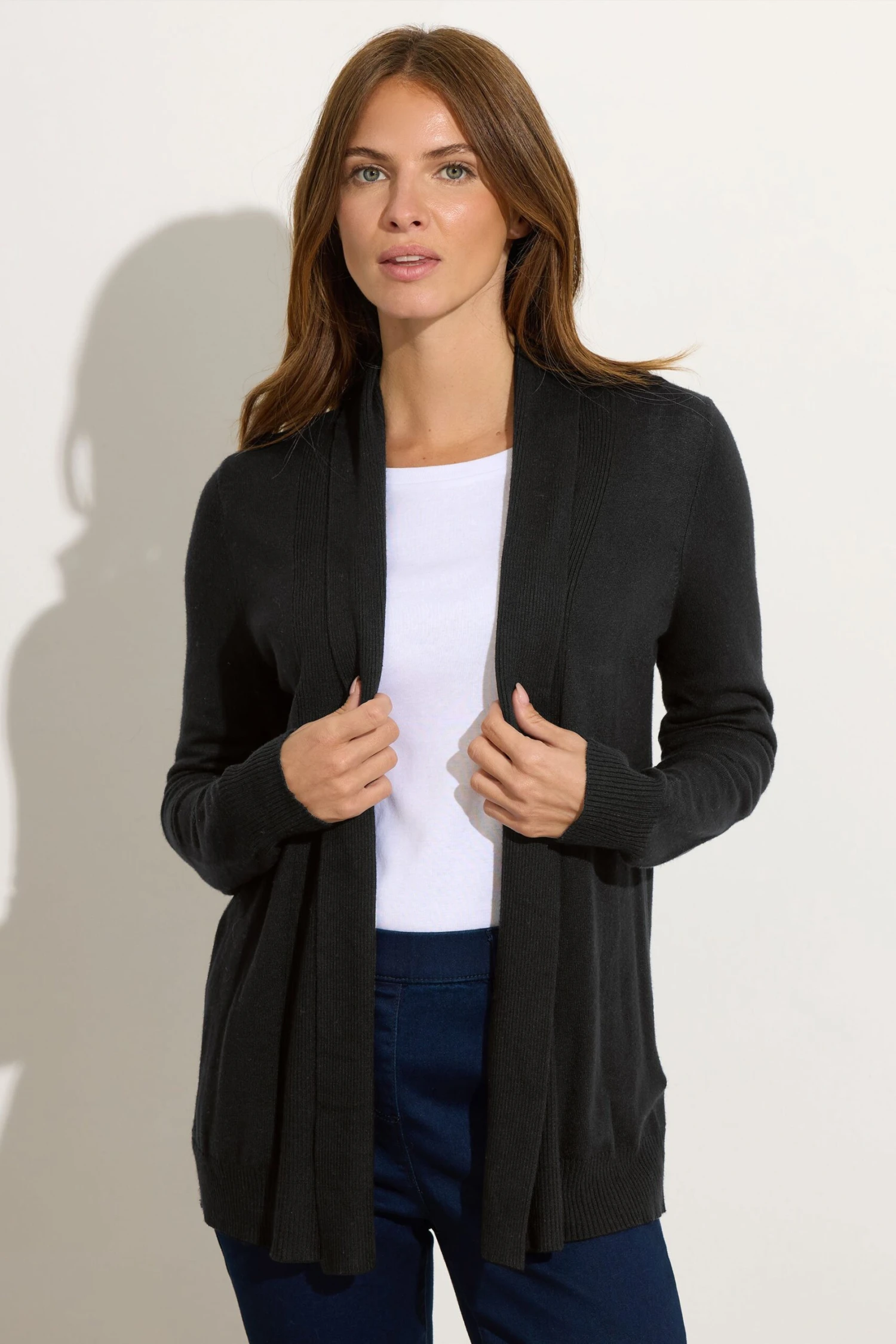 M&Co Black Shawl Collar Cardigan 3 M&Co Black Shawl Collar Cardigan