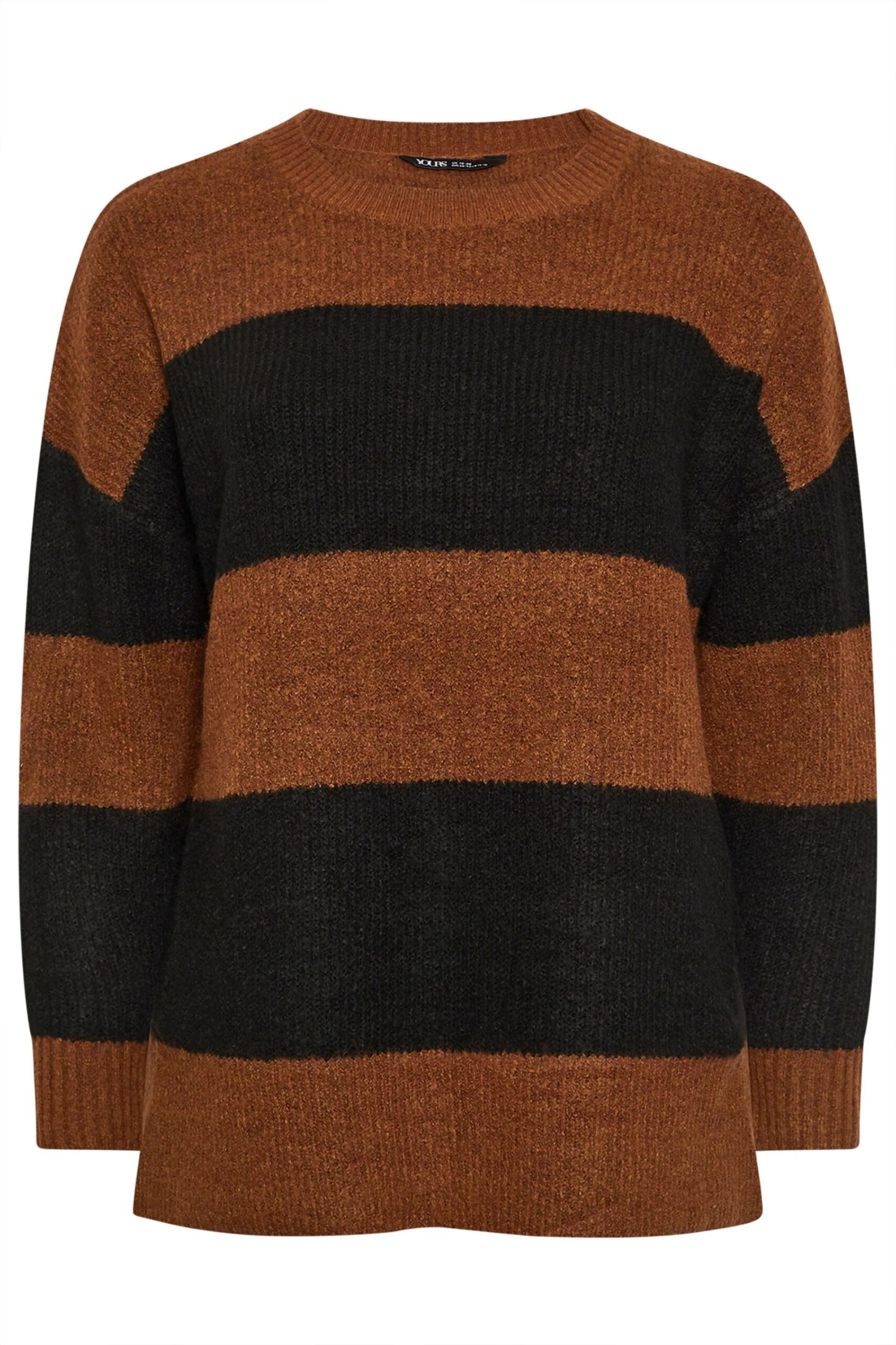 YOURS - Pull Noir & Orange En Maille à Rayures 8 YOURS - Pull Noir & Orange En Maille à Rayures – Image 6