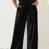 YOURS Curve Pantalon Large En Velours écrasé Noir -Evans Boutique 91f138f2 c494 46 310200 A