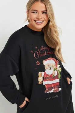 YOURS - Robe-Sweatshirt Noire 'Merry Christmas' Peluche 11 YOURS - Robe-Sweatshirt Noire 'Merry Christmas' Peluche -Evans Boutique 921861a7 d92b 45 303826 D