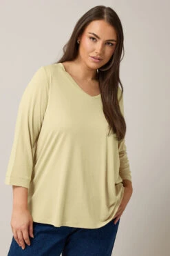 EVANS - Top Crème Encolure En V Manches Longues