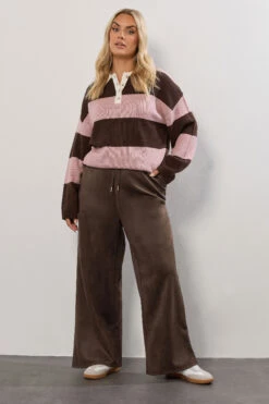 YOURS Curve Pantalon Large En Similicuir Marron Chocolat