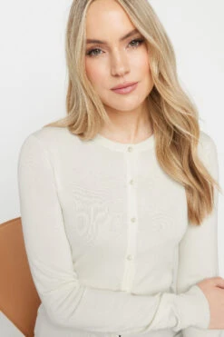 LTS Tall Ivory White Pearl Button Cardigan 12 LTS Tall Ivory White Pearl Button Cardigan -Evans Boutique 92ea1d2b 4b52 4a 355337 A1