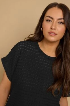 YOURS - Top Noir En Jersey Manches Courtes -Evans Boutique 92efdb5a dca9 47 322407 D