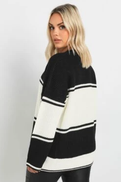 YOURS - Pull Noir & Crème à Rayures En Maille -Evans Boutique 93f923b1 1341 4e 280481 C