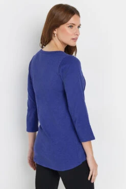 M&Co Cobalt Blue Cotton Henley Top 9 M&Co Cobalt Blue Cotton Henley Top -Evans Boutique 945de287 4320 4b 501774 C