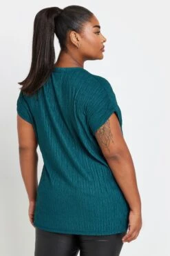 YOURS - Top Bleu Sarcelle Plissé Manches Courtes 9 YOURS - Top Bleu Sarcelle Plissé Manches Courtes -Evans Boutique 947c3ab4 ea71 46 322128 C