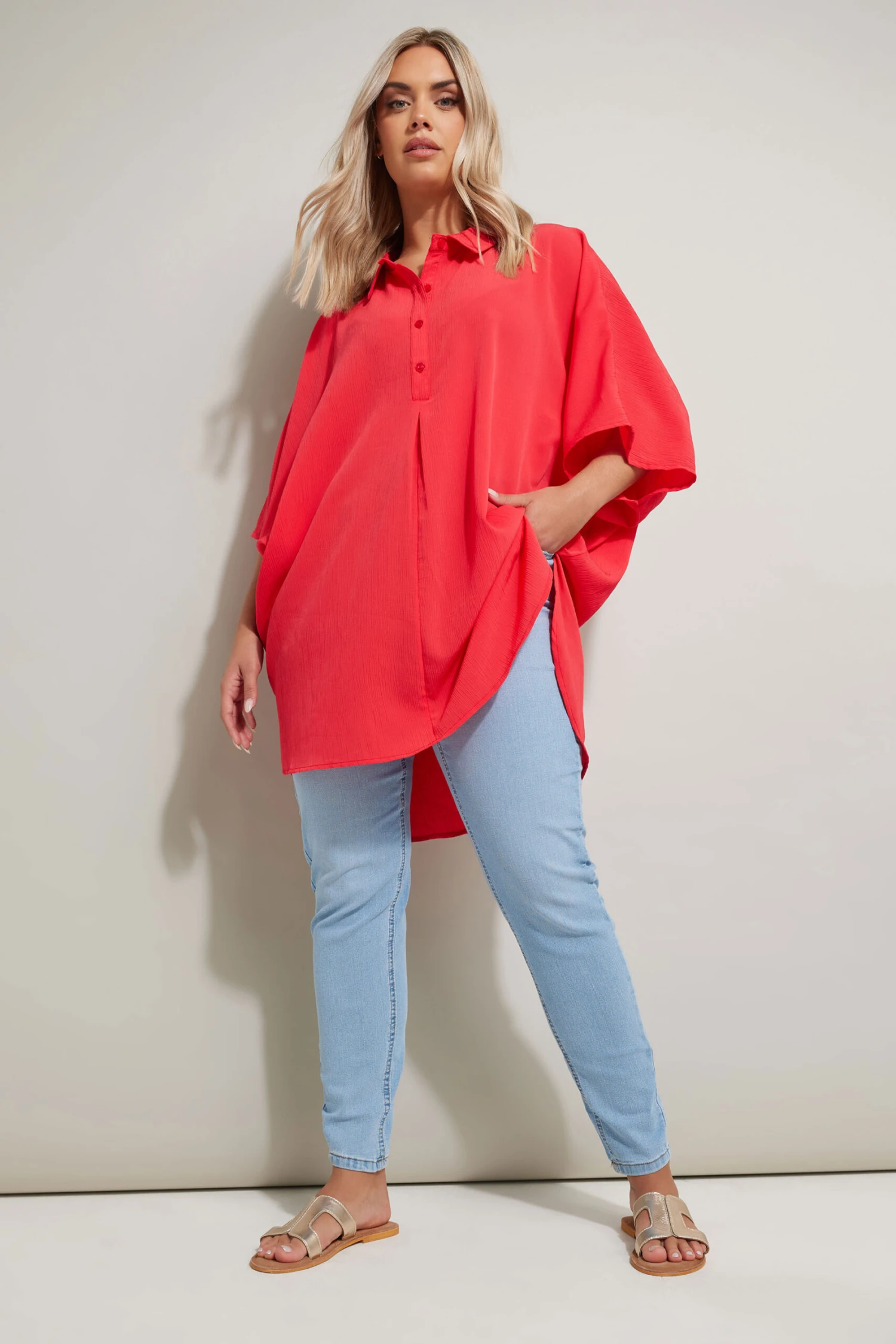 YOURS - Chemisier Rouge Oversize Léger 4 YOURS - Chemisier Rouge Oversize Léger – Image 2