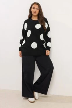 YOURS - Pull En Maille Noir & Blanc à Pois -Evans Boutique 94d5de59 715f 43 280396 B