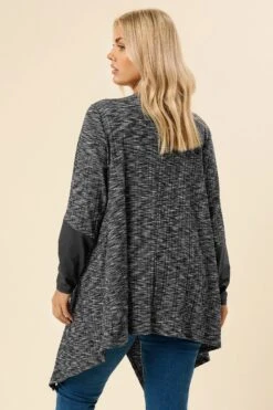 YOURS - Cardigan Gris à Manches En Similicuir Côtelé 9 YOURS - Cardigan Gris à Manches En Similicuir Côtelé -Evans Boutique 95081664 970a 40 304289 C