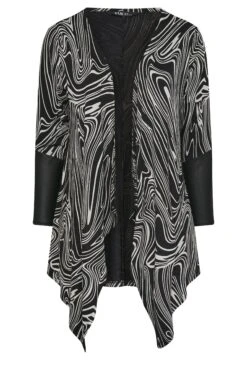 YOURS Curve Cardigan Noir à Manches En Similicuir Abstrait 11 YOURS Curve Cardigan Noir à Manches En Similicuir Abstrait -Evans Boutique 950902ff cc75 43 304276 X