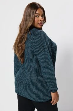 YOURS - Pull Bleu Sarcelle En Maille Manches Longues -Evans Boutique 951a0f05 3844 48 280370 C