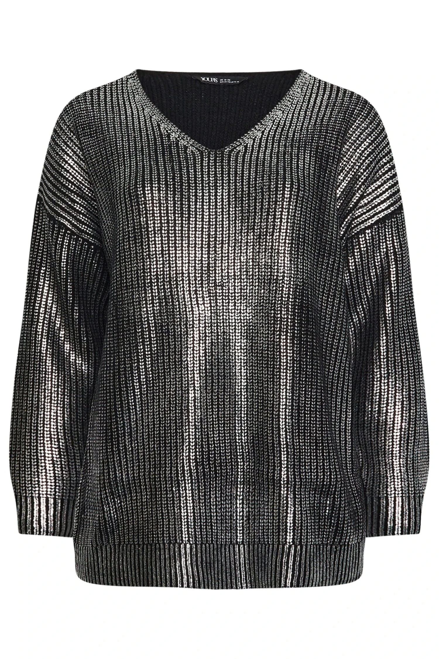 YOURS - Pull En Maille Noir & Gris Métallique Manches Longues 9 YOURS - Pull En Maille Noir & Gris Métallique Manches Longues – Image 7
