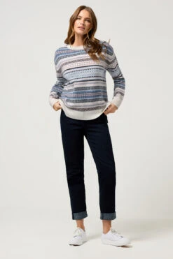 M&Co Blue Fairisle Jumper 10 M&Co Blue Fairisle Jumper -Evans Boutique 95e20c21 231d 4c 502455 B
