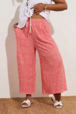 YOURS - Pantalon Jupe-Culotte Midaxi Rouge à Carreaux