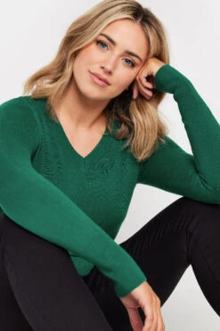 M&Co Teal Green Long Sleeve V-Neck Jumper 10 M&Co Teal Green Long Sleeve V-Neck Jumper -Evans Boutique 966b679d 8756 49 501581 D