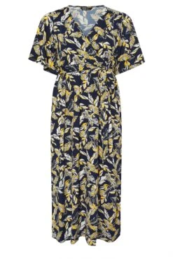 YOURS Curve Robe Portefeuille Mi-longue Bleu Marine à Imprimé Feuilles 11 YOURS Curve Robe Portefeuille Mi-longue Bleu Marine à Imprimé Feuilles -Evans Boutique 96736e95 144f 48 304065 X