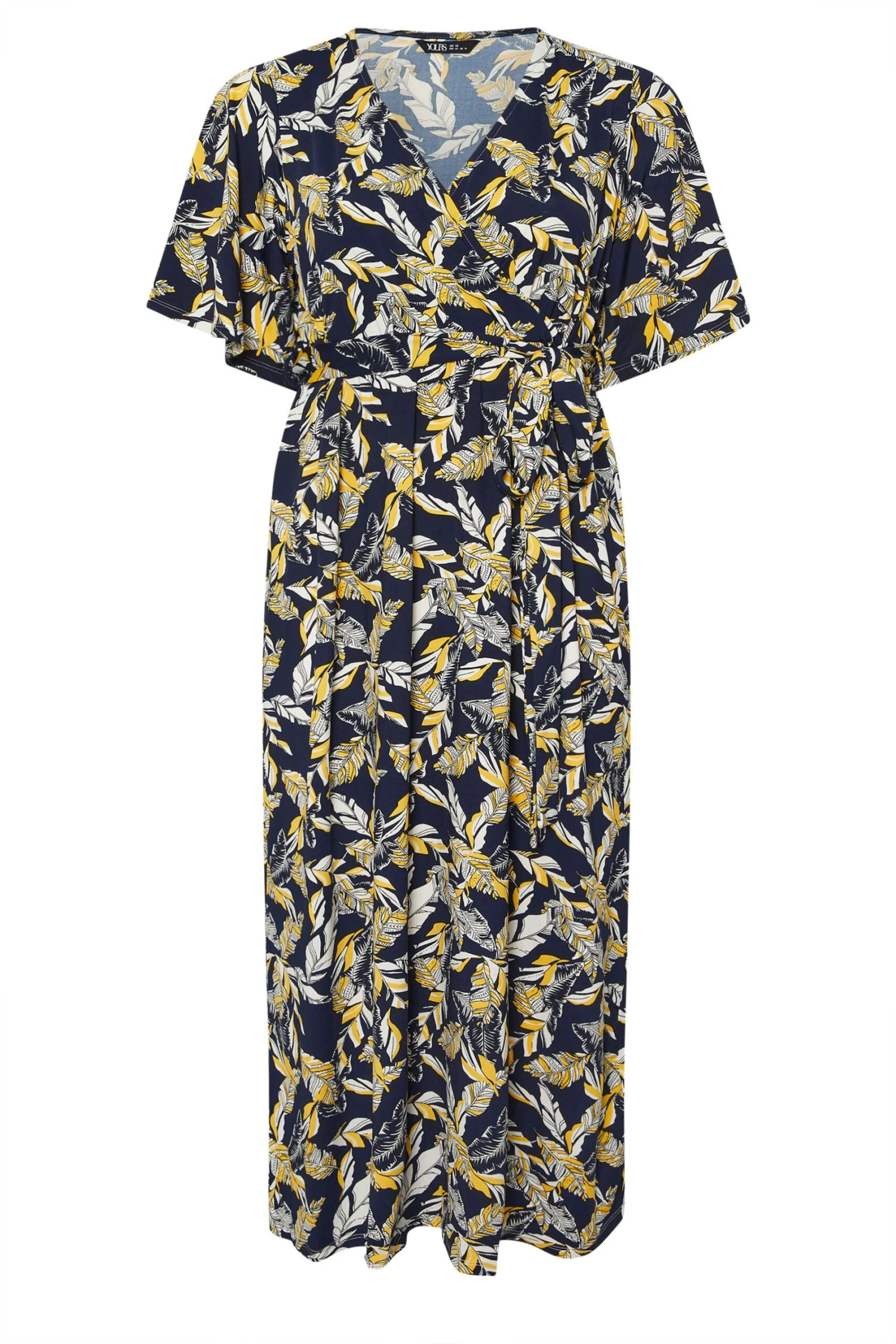 YOURS Curve Robe Portefeuille Mi-longue Bleu Marine à Imprimé Feuilles 7 YOURS Curve Robe Portefeuille Mi-longue Bleu Marine à Imprimé Feuilles – Image 5