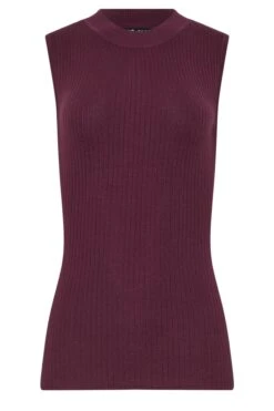 LTS Tall Burgundy Red Knitted Ribbed Vest Top -Evans Boutique 9689f579 9c73 40 355578 X