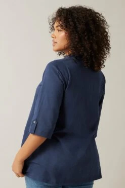 EVANS Curve Navy Blue Pintuck Henley Top 11 EVANS Curve Navy Blue Pintuck Henley Top -Evans Boutique 969ff17c d12d 41 615848 C