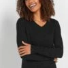 M&Co Black Long Sleeve V-Neck Jumper -Evans Boutique 96c20548 25df 4a 502092 A
