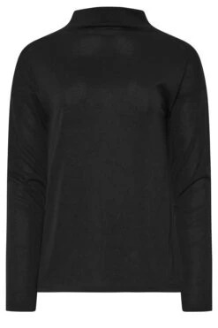 LTS Tall Black Knit Funnel Neck Top -Evans Boutique 96de81e9 9dc1 43 356932 X