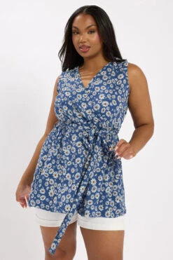 YOURS - Top Cache-Coeur Bleu Pâquerettes