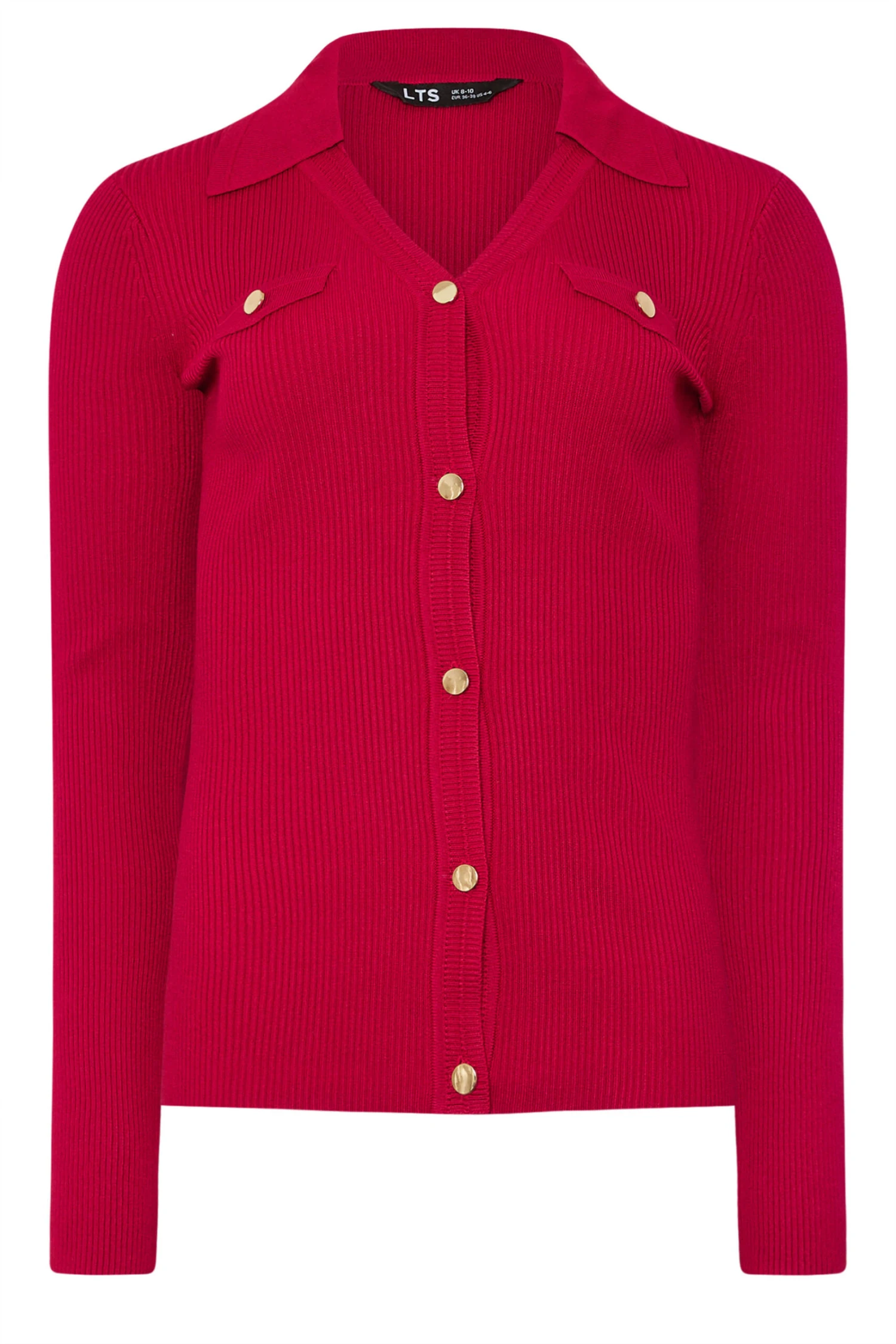 LTS Tall Red Ribbed Button Detail Top 7 LTS Tall Red Ribbed Button Detail Top – Image 5